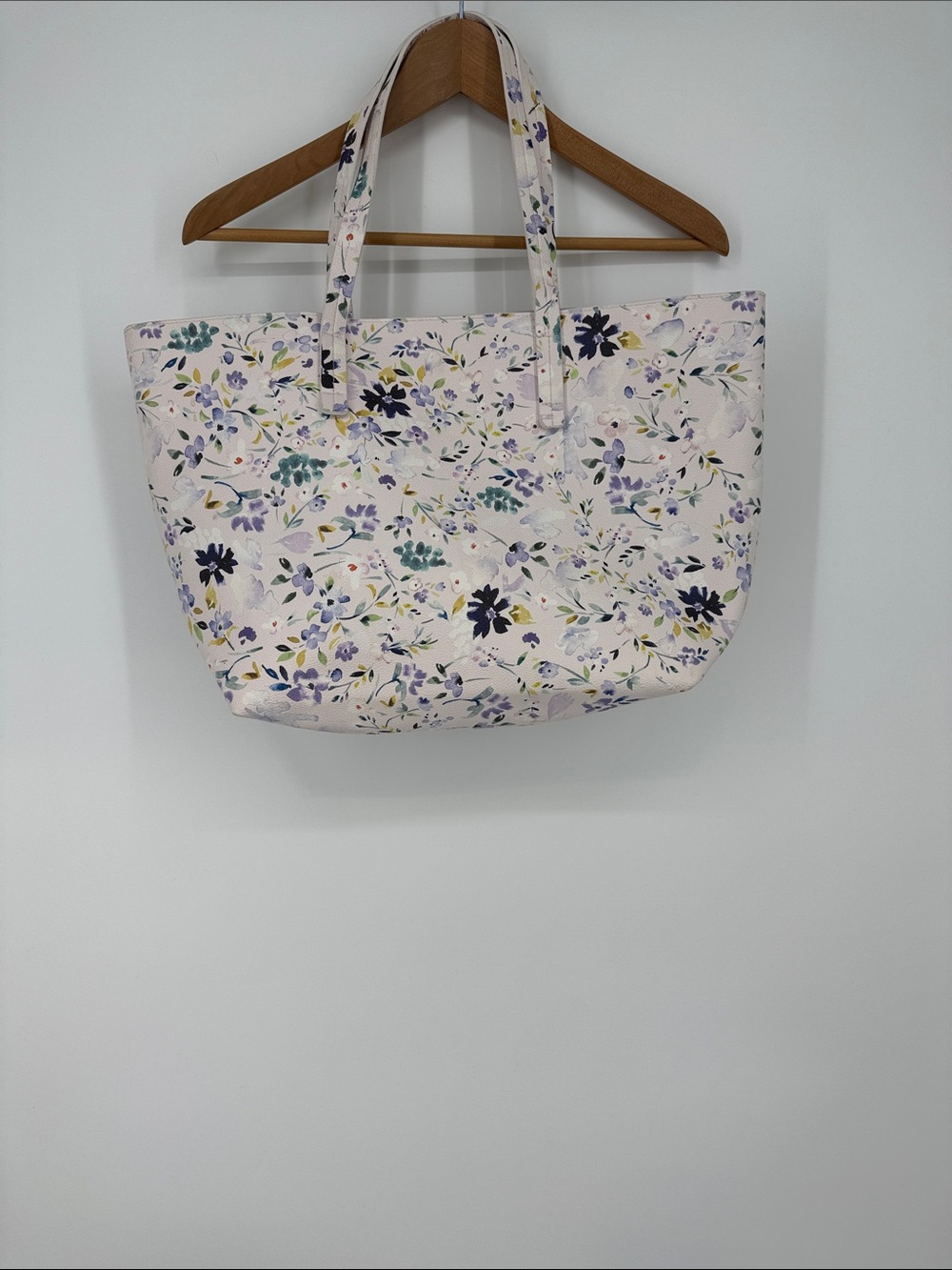Indigo Floral Canvas Tote Bag in Light Pink and Lavender